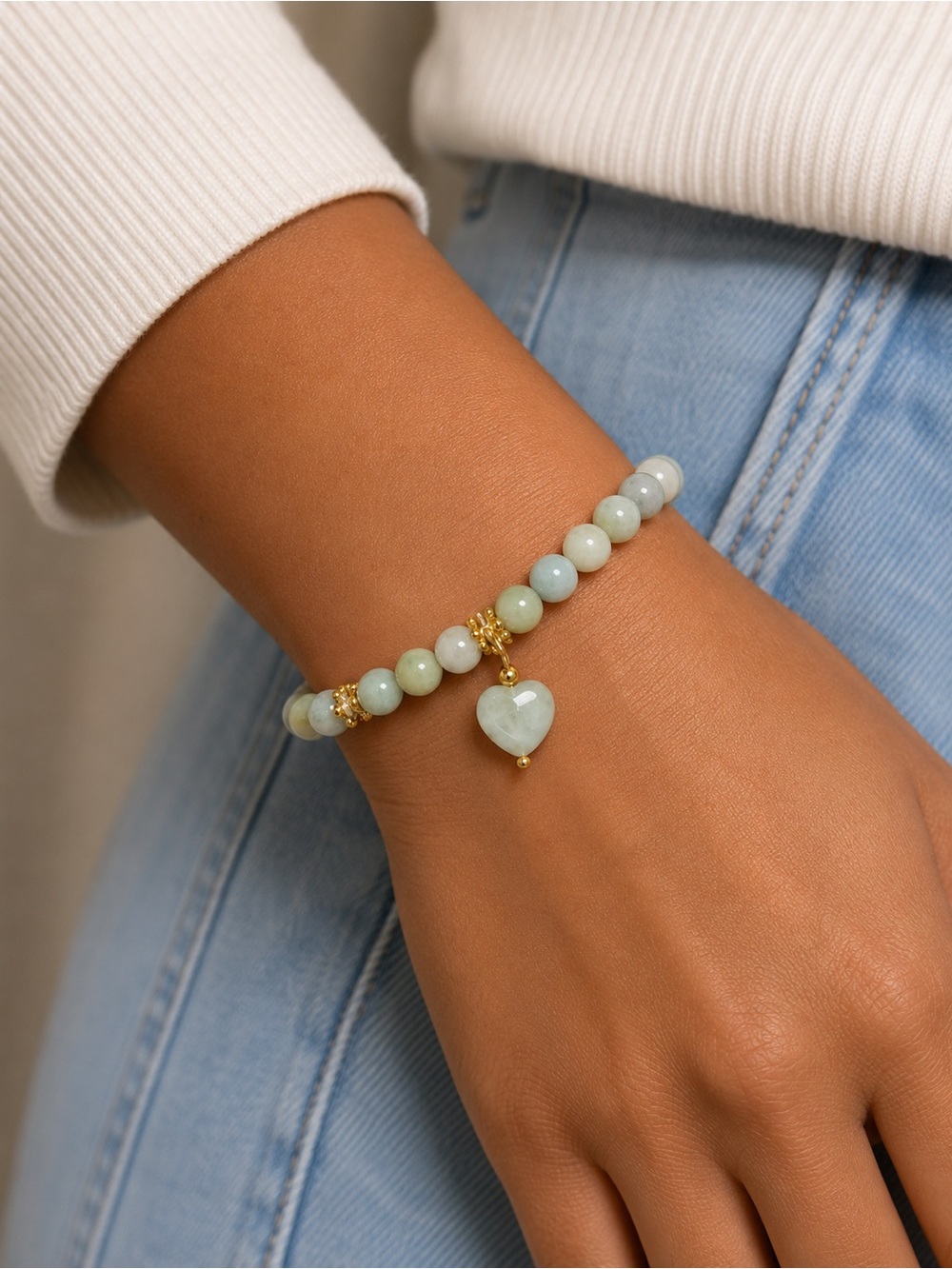 💚 Jade Heart Charm Bracelet 💚